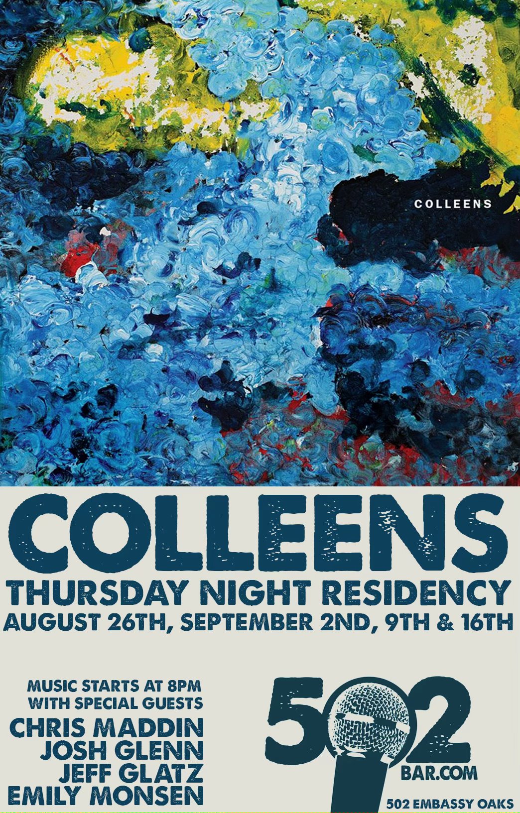 Colleens Thursday Night Residency 2021 502 Bar Poster